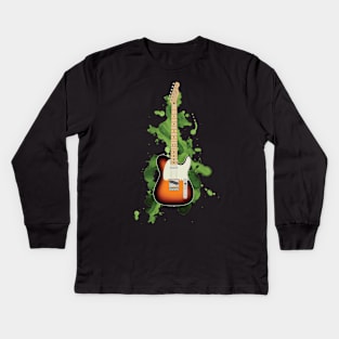 T-Style Electric Guitar Sunburst and Maple Kids Long Sleeve T-Shirt